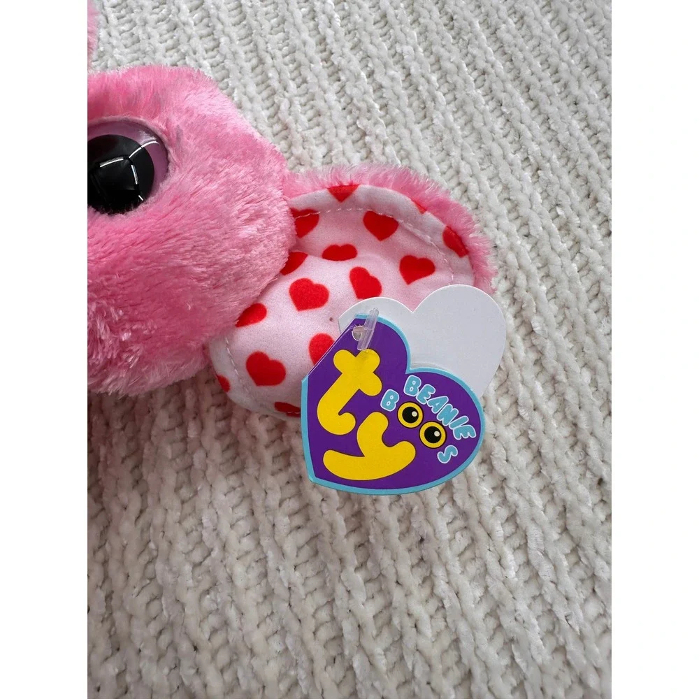 Ty Beanie Boos Tender Elephant Plush Pink Heart Ears 6 inch Stuffed Animal‎ Toy
